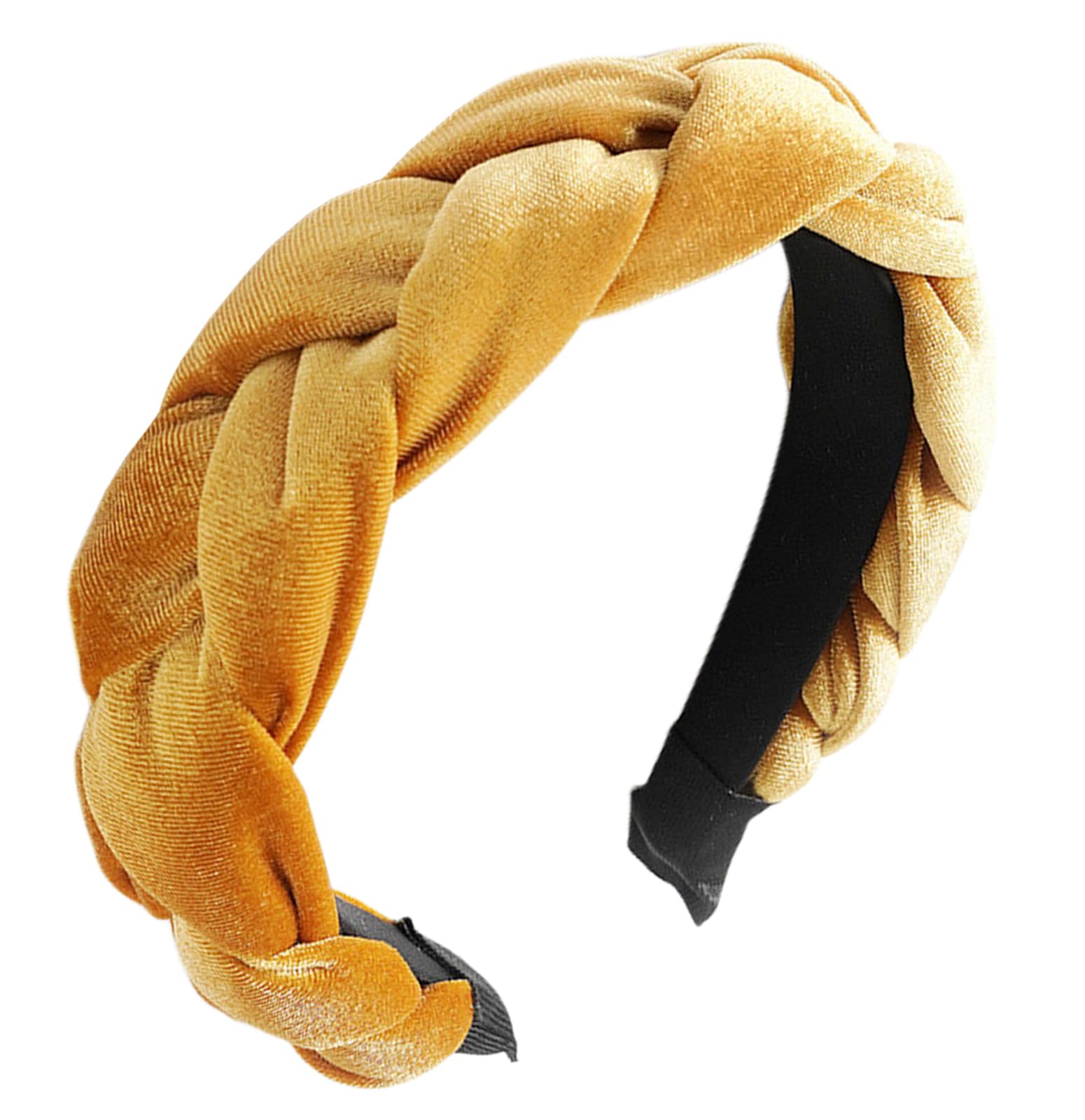 scicent Wide Headbands Jumbo Braided Wide Headband Thicken Sponge Padded Velvet Bright Headwear Bands Yellow 9506 — image 1