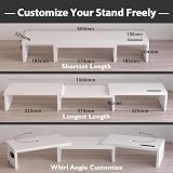 BONTEC Dual Monitor Stand Riser Adjustable Length & Angle White view 3
