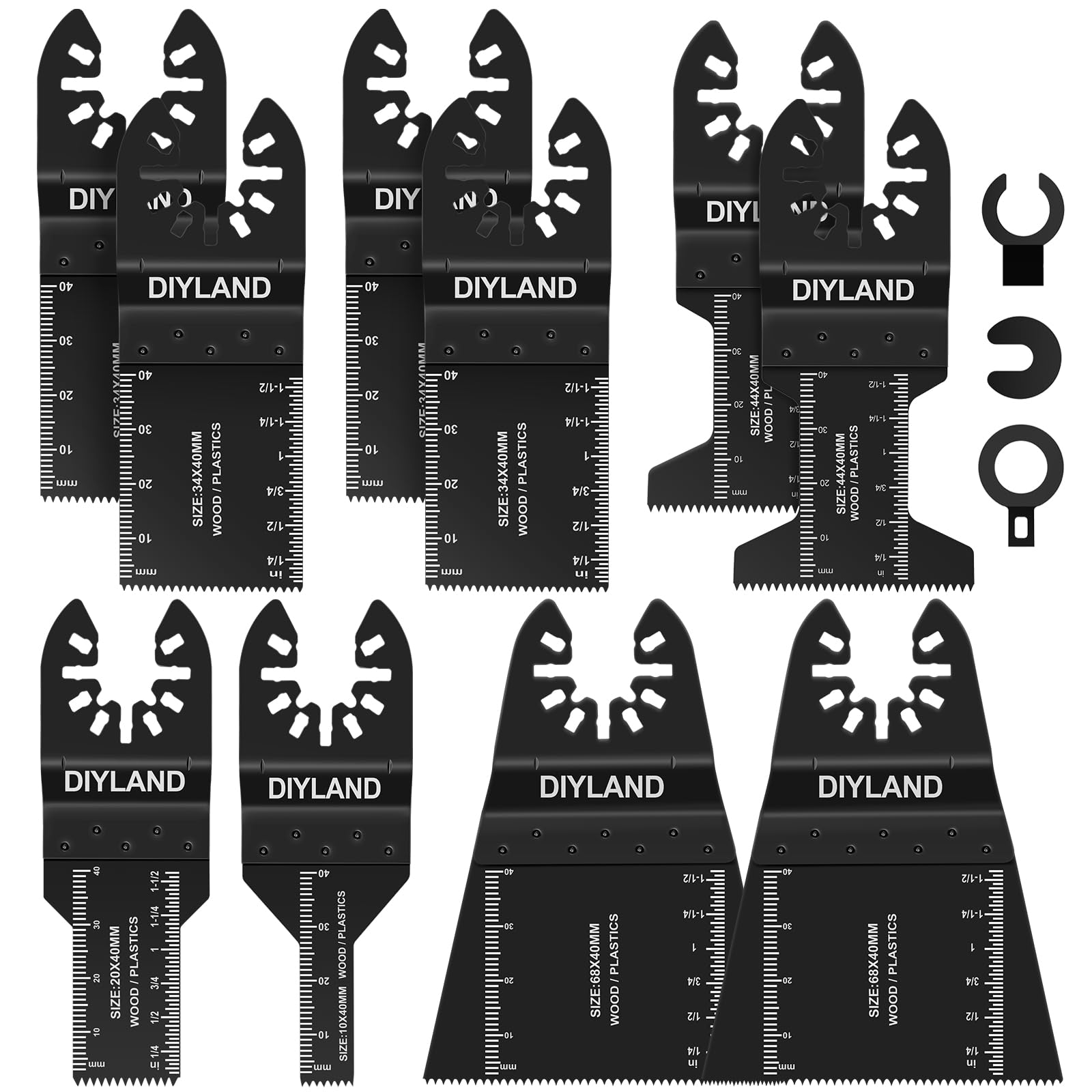 DIYLAND 13PCS Multi Tool Blade Set, Universal Oscillating Saw Blades, Oscillating Tool Accessories for Wood Plastics Cutting, Multitool Blades Compatible with Makita, Milwaukee, Dremel, Ryobi and More