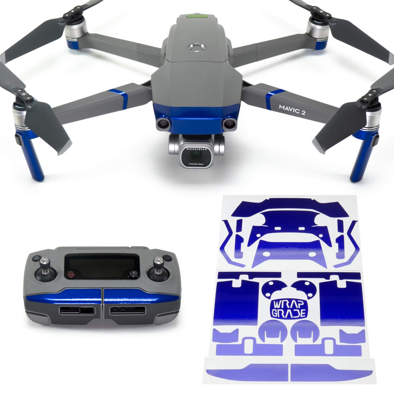 Wrapgrade Poly Skin Sticker compatible with DJI Mavic 2 | Accent Color (STRATOSPHERE BLUE)
