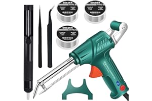 GENERIC Soldering Iron Kit - Multi-function Soldering Iron Soldering Gun Set - 60W 110V Automatic Soldering Gun with Solder Gun, 3 PCS Solder Wire, Desoldering Pump, Tweezers (B-Soldering Iron Kit)