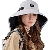 Rosoz Outdoor Sun Hat for Men Women, UPF50+ Protection Safari Cap Wide Brim Mesh Fishing Hat with Neck Flap Beach Garden