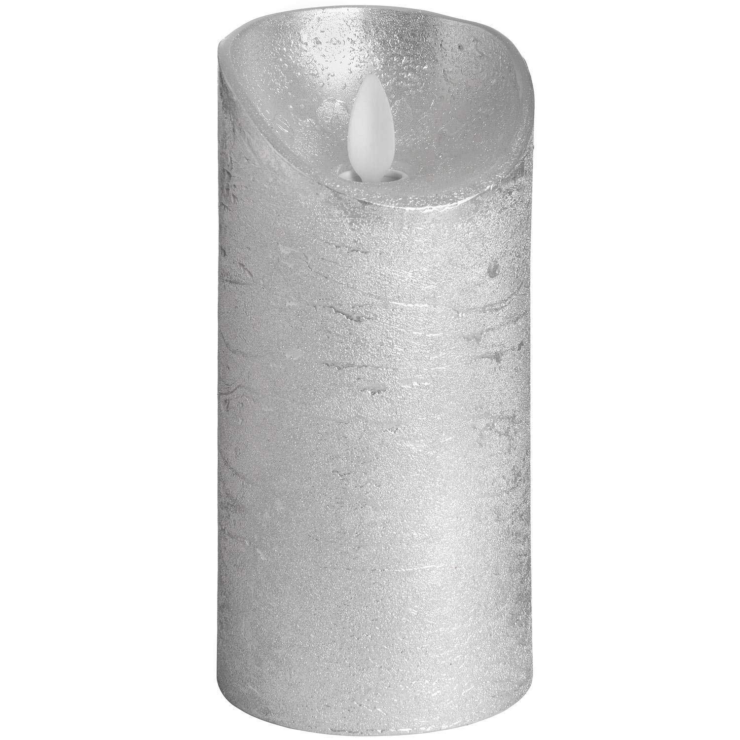 Hill 1975 Luxe Collection 3 x 6 Silver Flickering Flame LED Wax Candle, Mixed, 7.5 x 7.5 x 15 cm