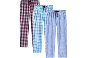 MoFiz Men's Pajama Pants Ultra Lightweight Pjs Bottoms Sleepwear Bottom Pants with Pocket Drawstring 3-Pack