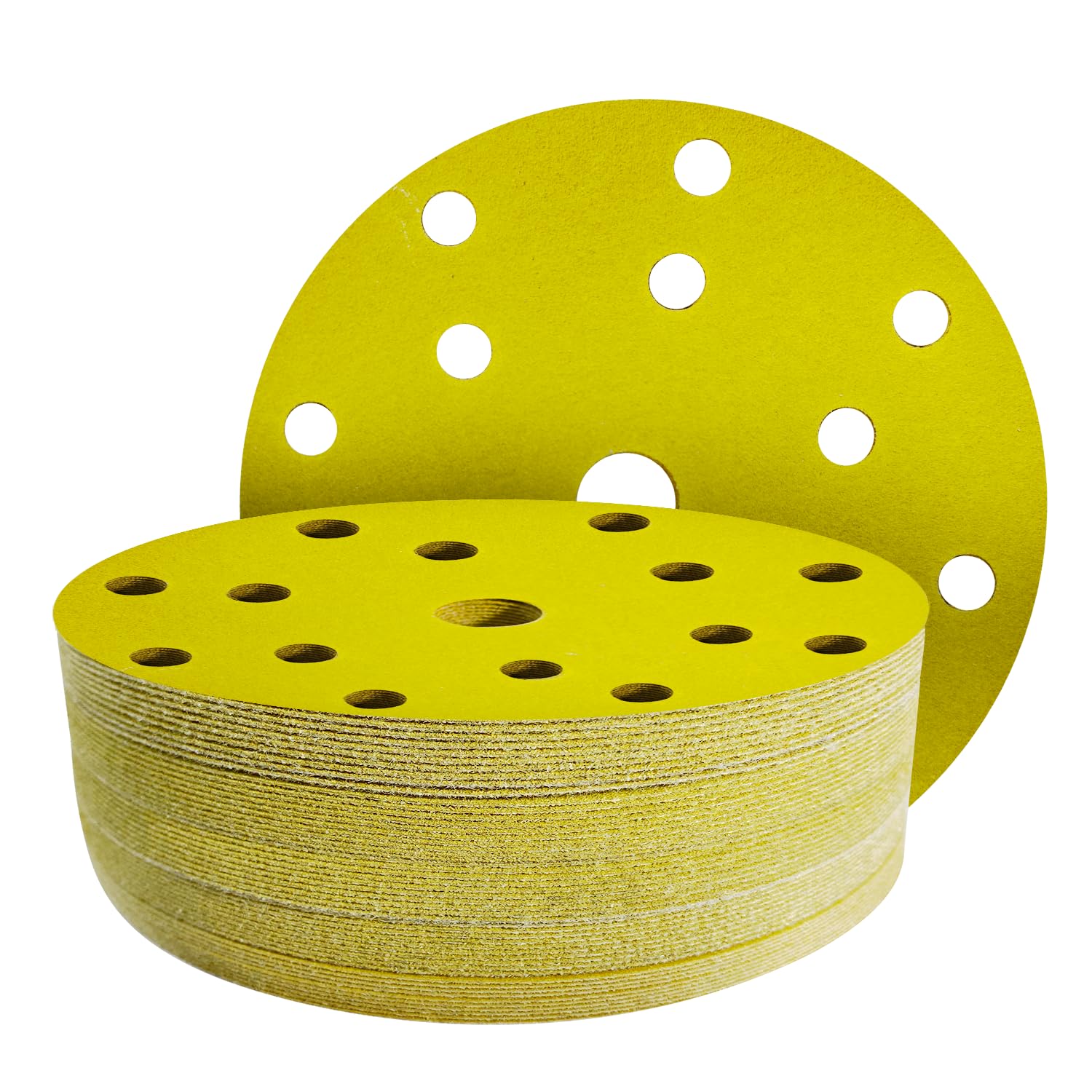 GZKTY 70Pcs 150mm Sanding Discs - Professional Grit 320 Sanding Discs - 15 Hole for Random Orbital Sander - Aluminium Oxide Abrasive Car Dry Sanding Sand