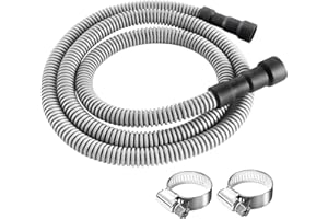 Elyfree Dishwasher Drain Hose, 6 FT Corrugated & Flexible Dishwasher Hose Drain Replacement with Clamps, Discharge Hose,Fits 11/16",1",1-1/8" Dishwasher End (Feet, 6)