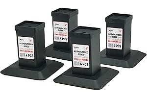 iPrimio Aluminum Heavy Duty Bed Risers - Metal, 5 Inch Lift, 4 Pack, Up to 9,000lbs - Bed Raising Blocks, Furniture Risers - Tall, Safe, Sturdy Bed Lifts for College Dorm, Couches, Bed Frame Riser