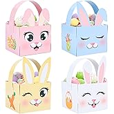 24 PCS Easter Baskets Bunny Egg Basket Container with Handle Easter Decorative Gift Treat Boxes Rabbit Shape Gift Baskets for Egg Hunt School Classroom Party Supplies