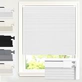 AOSKY No Drill Cordless Blackout Cellular Shades, 34" W x 48" H, White | No Tools Honeycomb Blinds for Indoor Windows, Free-Stop Blackout Shades for Home, Thermal Insulated, Noise Reducing