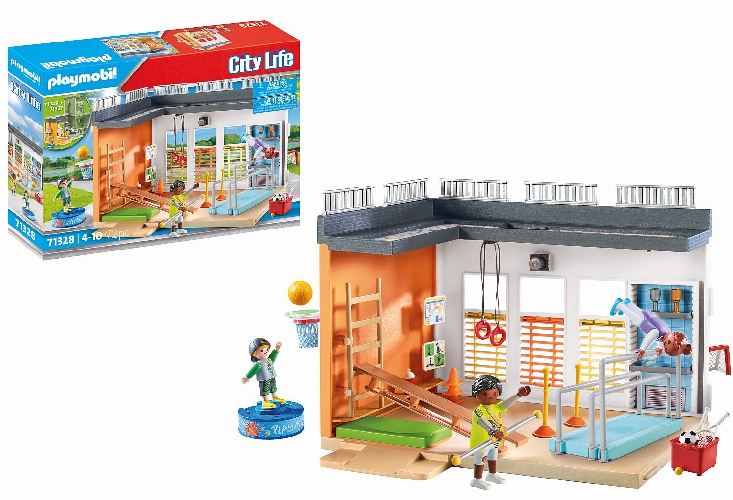 Playmobil 71328 City Life Gym Extension, with basketball hoop, slalom poles, football goal and more, educational toy, fun imaginative role play, playsets suitable for children ages 4+