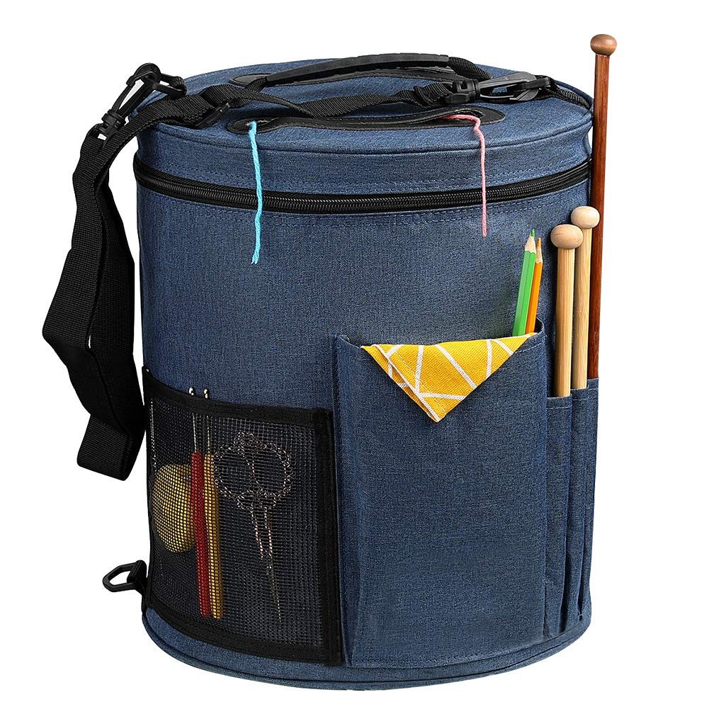 SumDirect Knitting Bag, Yarn Organizer Tote Bag Portable Storage Bag for Yarns, Carrying Projects, Knitting Needles, Crochet Hooks, Manuals and Other Accessories (Blue) — image 1
