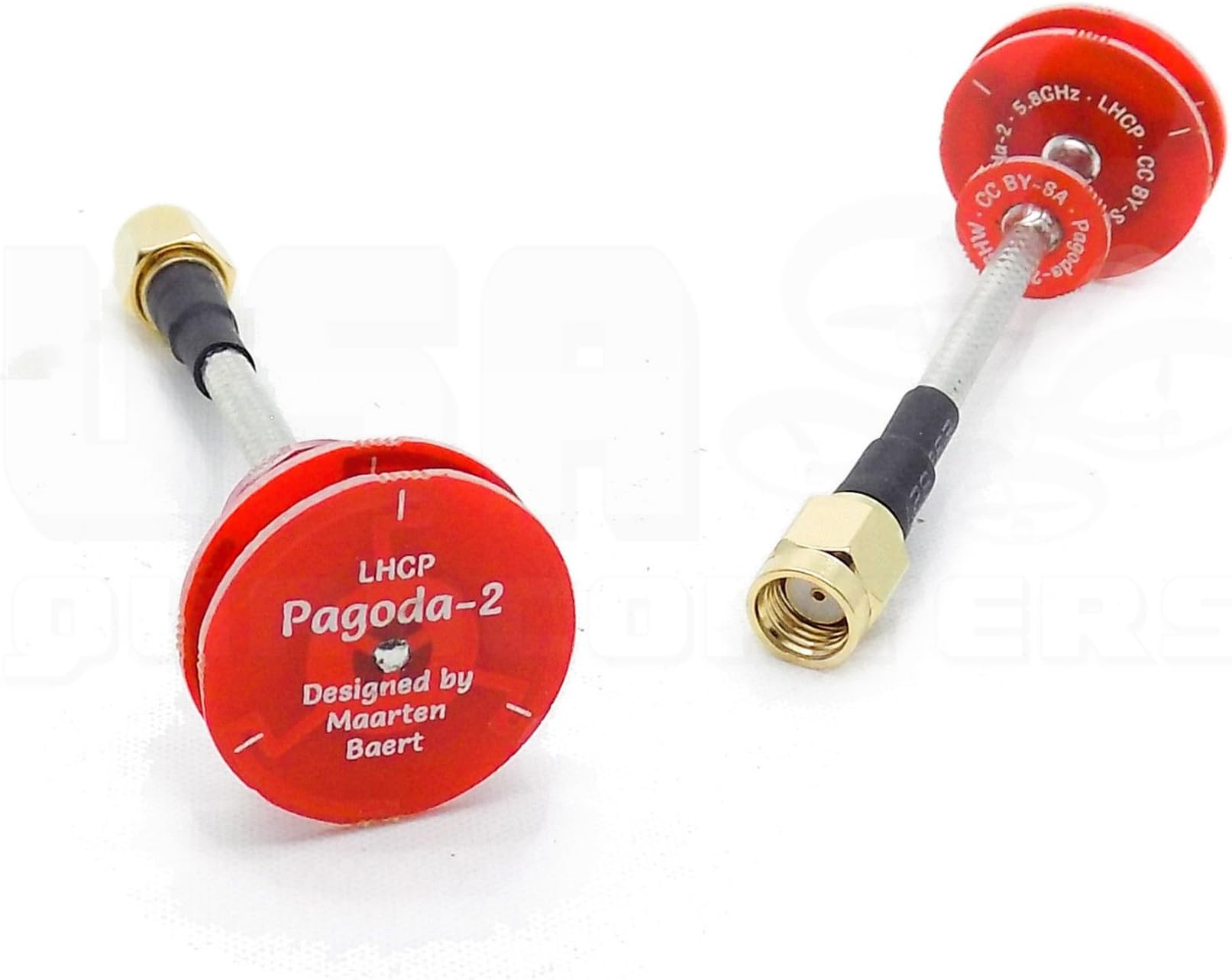 2pcs USAQ Pagoda 2 5.8GHz Omni-Directional LHCP Circular Polarized Antenna (RP-SMA/Short)