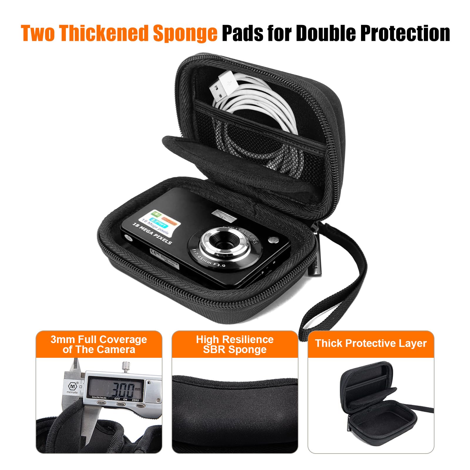 Cwatcun Carrying & Protective Case for Digital Camera, Small Camera Pouch for AbergBest 2.7