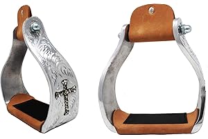 CHALLENGER Horse Saddle Stirrups Western Aluminium Twisted Engraved Rhinestone Cross 51189