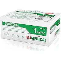 Elimedical Veterinary Syringe U-40 1ml 28G x 1/2" Individually packed, 100pcs/box 10V2813BB