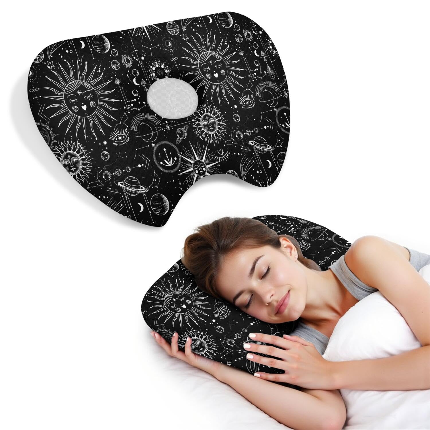Photo 1 of BVOKQUC Ear Piercing Pillow for Side Sleepers with Washable Cover Pillows with Holes for Ear Pain,Donut Pillow for Adults CNH Ear Pain Relief Pressure Sores Ear Pillow with Hole in Center