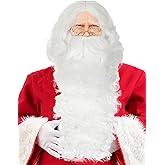 Halfjuly Santa Beard and Wig Set Professional Deluxe Santa Claus Hair with Short and Long White Fake Mustache Realistic Men Christmas Clause Costume Cosplay Accessories