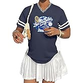 Baseball Shirts for Women Oversized Game Day Sports Fan Shirt Baseball Mama Casual Short Sleeve Tee