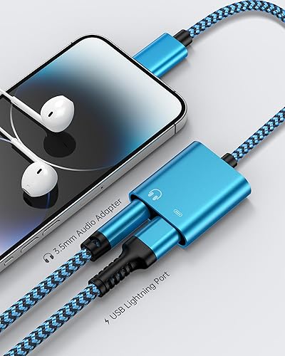 iPhone Aux Adapter, in Dual Lightning to Audio Jack