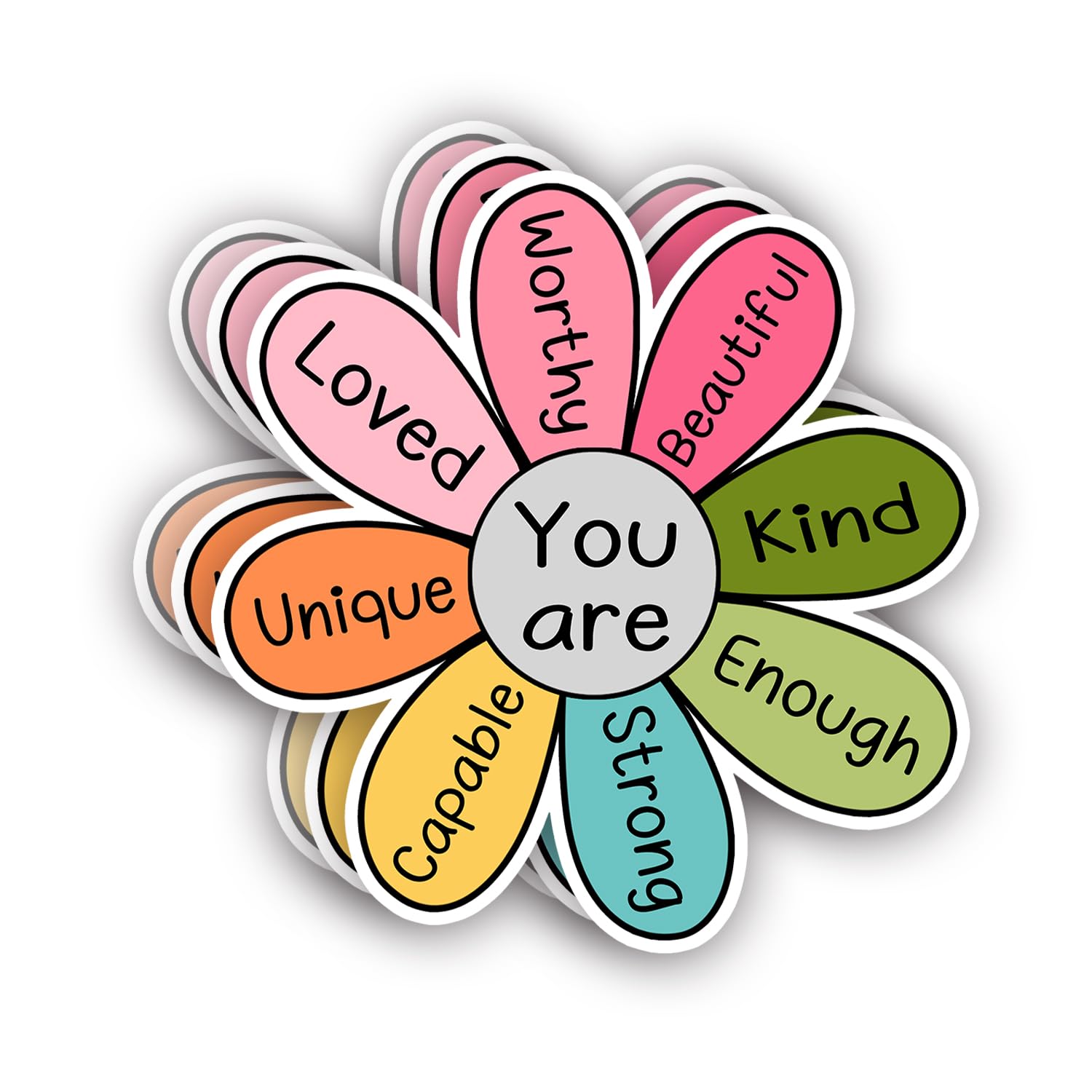 Photo 1 of (3Pcs) You are Kind Enough Worthy Loved Strong Enough Sticker Inspirational Vinyl Decals for Tumbler Laptop Water Bottles Books Phone - Size 3x3 Inches