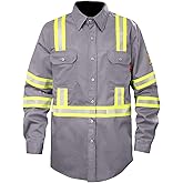 SKSAFETY 7oz FR Shirts for Men, Welding Shirt Hi Vis Flame Resistant 100% Cotton Fire Retardant Longsleeve Shirt CAT2