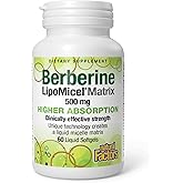 Natural Factors Berberine LipoMicel Matrix - Daily Supplement Supports Metabolic Health - Formula Supports General Health - Gluten-Free & Dairy-Free - 60 Liquid Softgels (60 Servings)