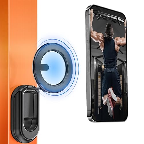 BEEGROW Magnetic Phone Holder for Gym, Strong Magnetic Phone Mount, 360° Rotation Cell Holder Compatible with Magsafe iPhone, Gym Essentials Accessories for Workouts