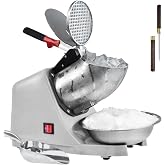 Electric Shaved Ice Machine,with Ice Pick and Scoop,3 Blades of Electric Snow Cone Machine(300W 2200r/min),Splash Proof Ice Shaver Machine,Ice Crusher Machine for Home Commercial Use (Silver)