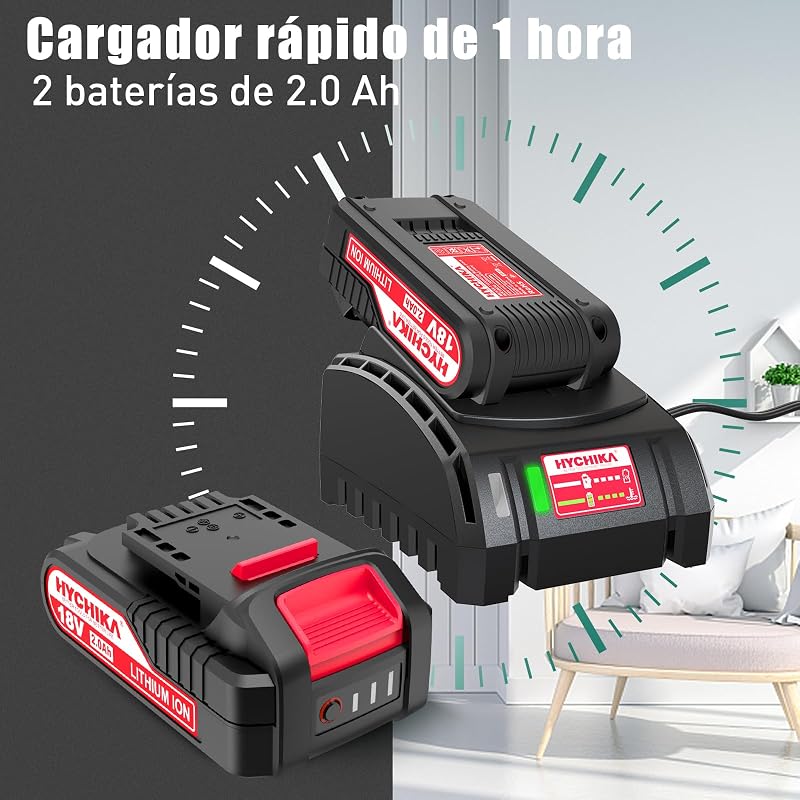 Serra sabre sem fio, hychika 18v, serra alternativa com 2 baterias de 2,0ah, 0-2800 rpm, ideal para cortar madeira e metal