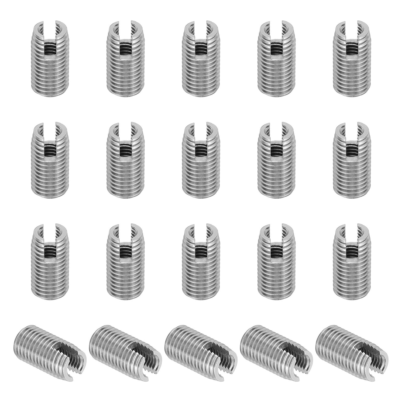PATIKIL Self-Tapping Threaded Inserts, 20 Pcs M5 x M8 x 15mm 303 Stainless Steel Thread Adapter Reducer Slotted Screw Repair Inserts Nuts Sleeve