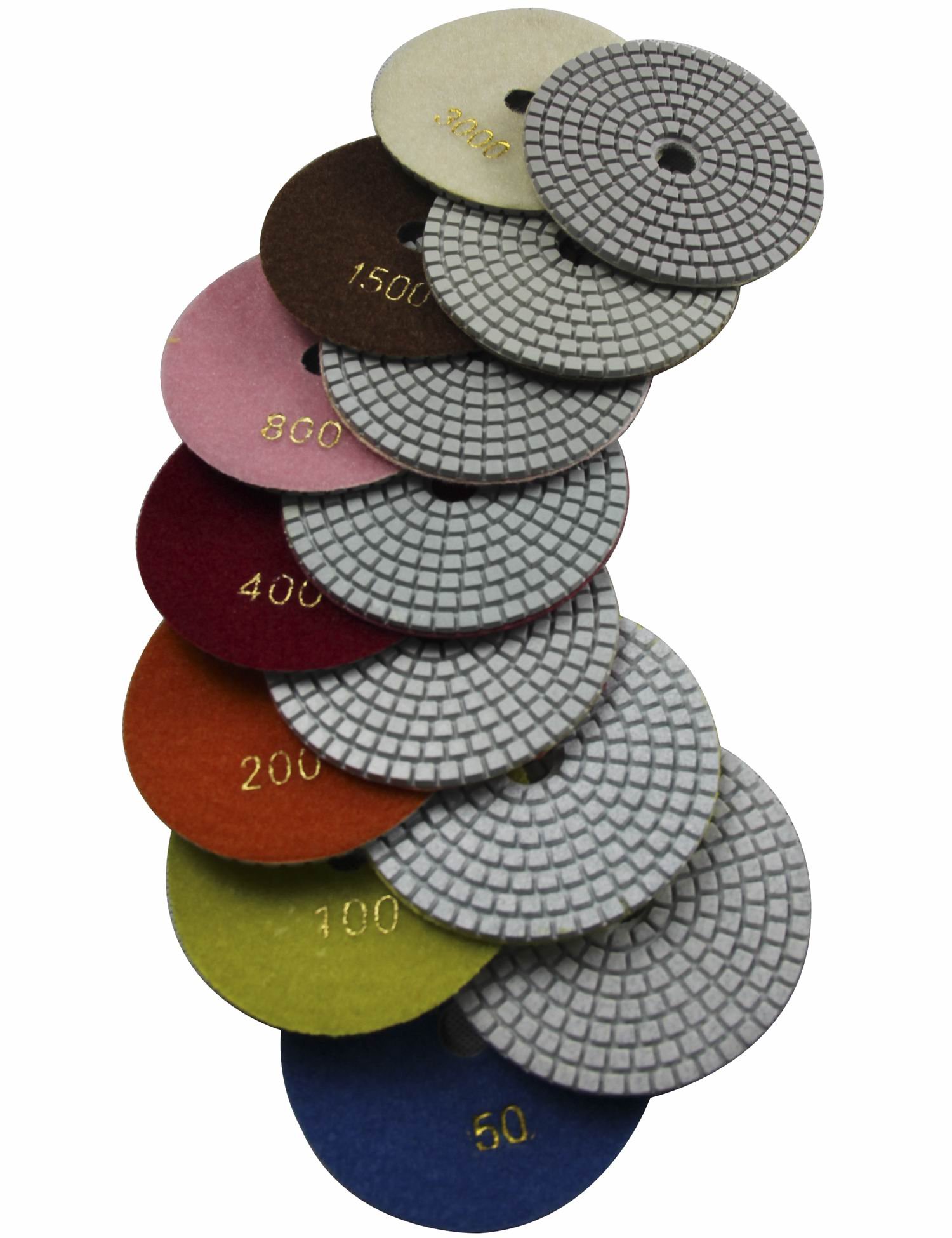 Konfor 7 Pcs Wet 4" Diamond Polishing Pads Set for Granite Marble Concrete Stone Polish