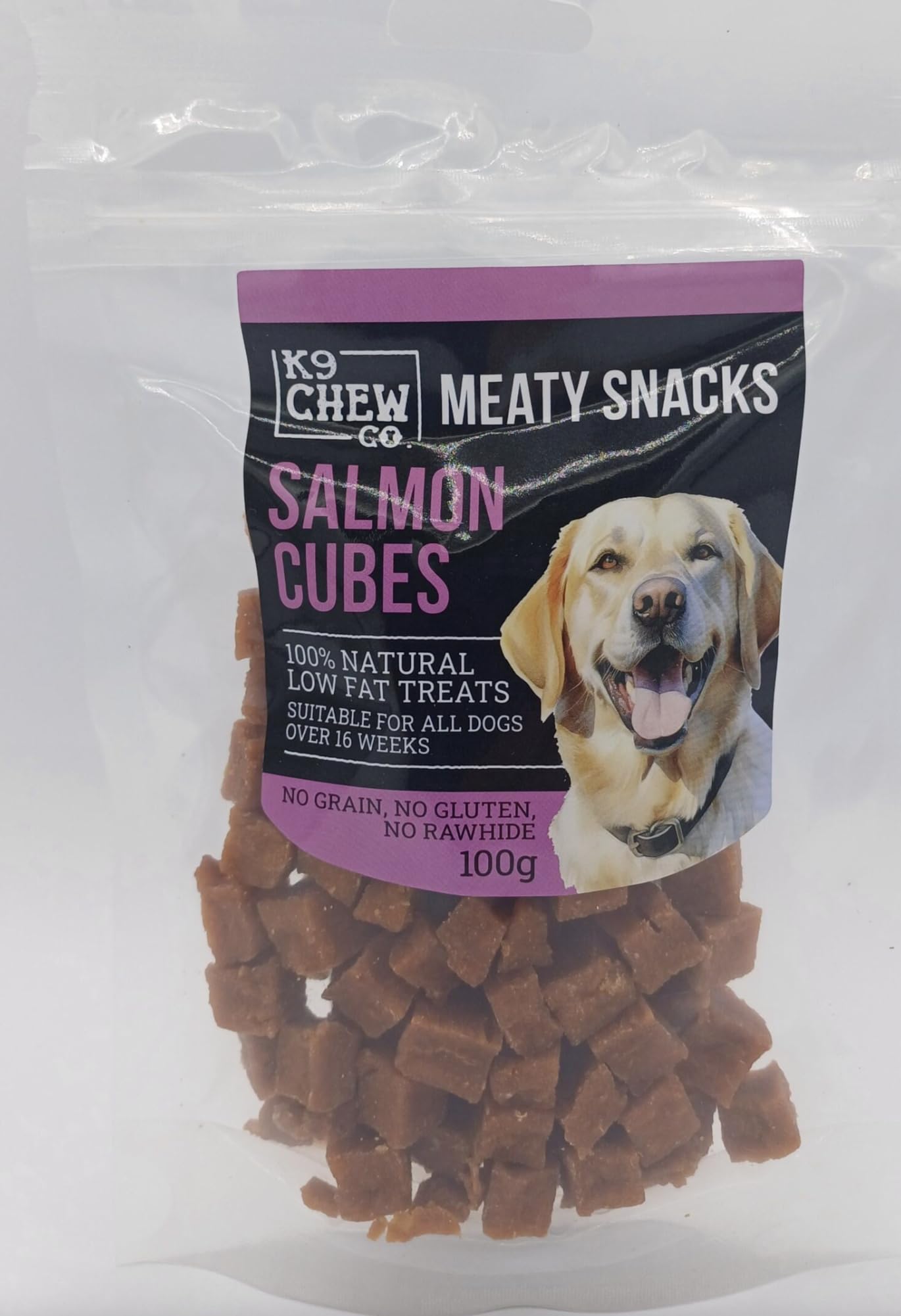 Meaty Snacks Salmon Cubes 100g 100% Natural Low Fat Dog Treats and Training Aid
