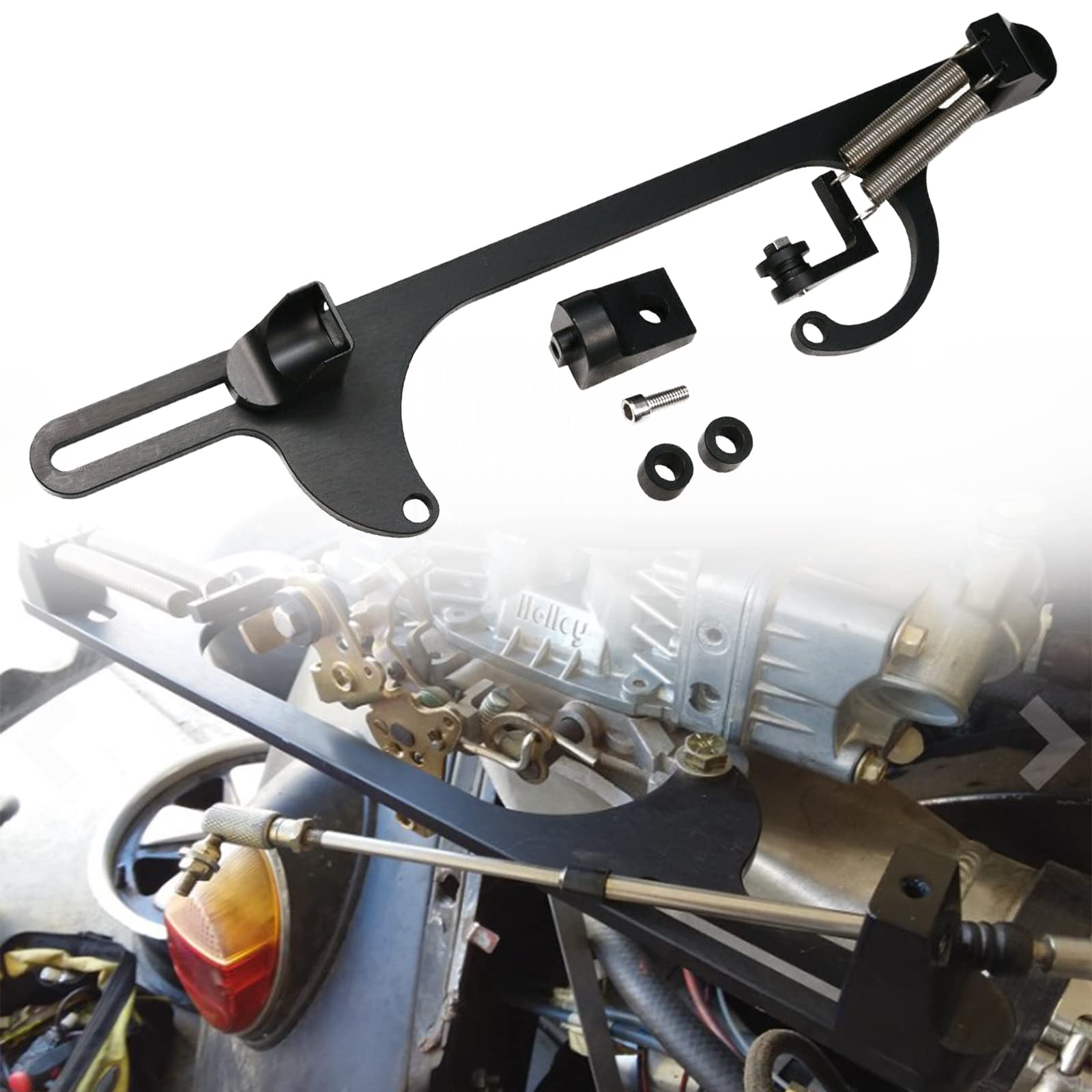 Photo 1 of BAGARAATAN Throttle Cable Bracket for 4150 4160 Carburetors Billet Aluminum Adjustable Anodized Black