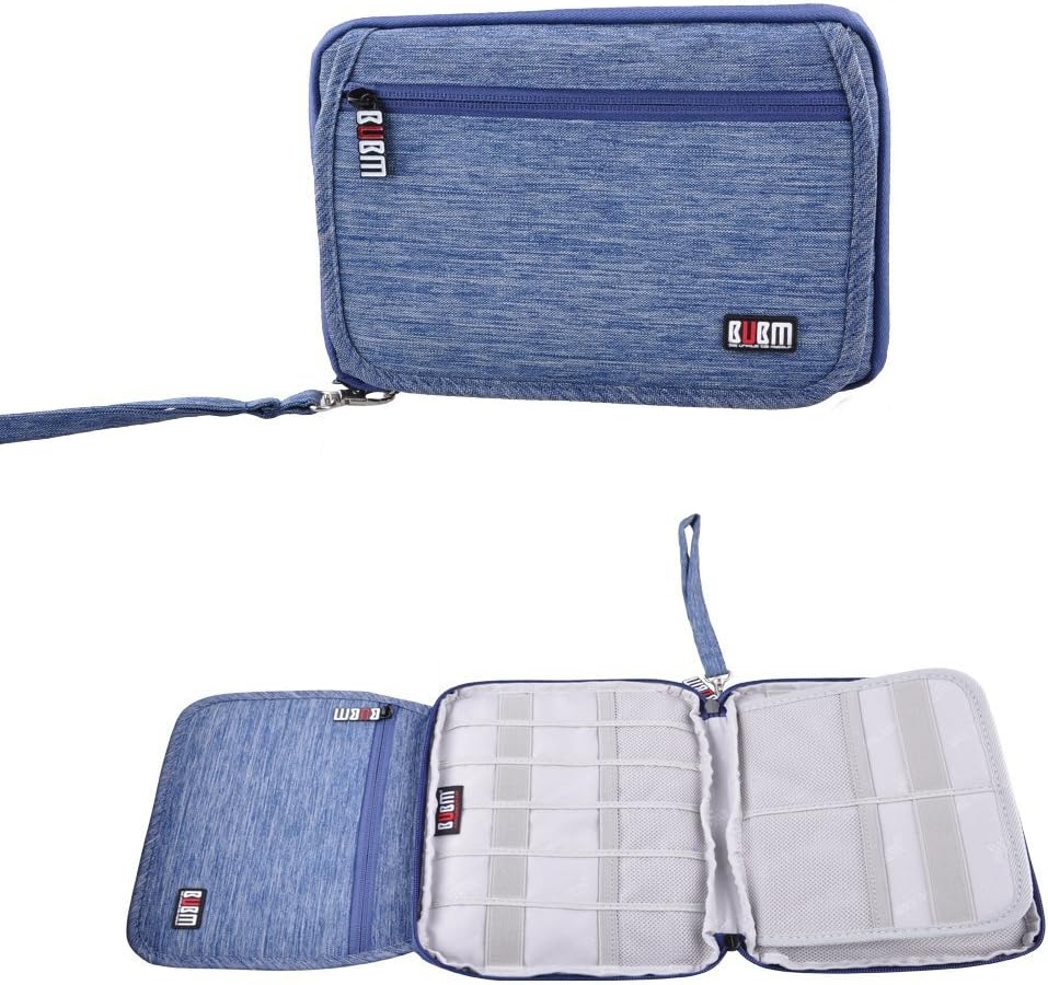 Travel Cord Organizer, BUBM Portable Nylon Waterproof Universal Wrap Electronics Accessories Travel Organizer Cable Stable Baby Healthcare Kit Passport Holder (Blue)