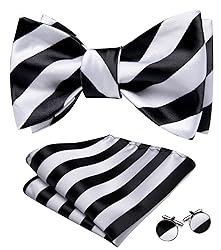 YOHOWA Mens Self Tie Bow Ties Black White Striped