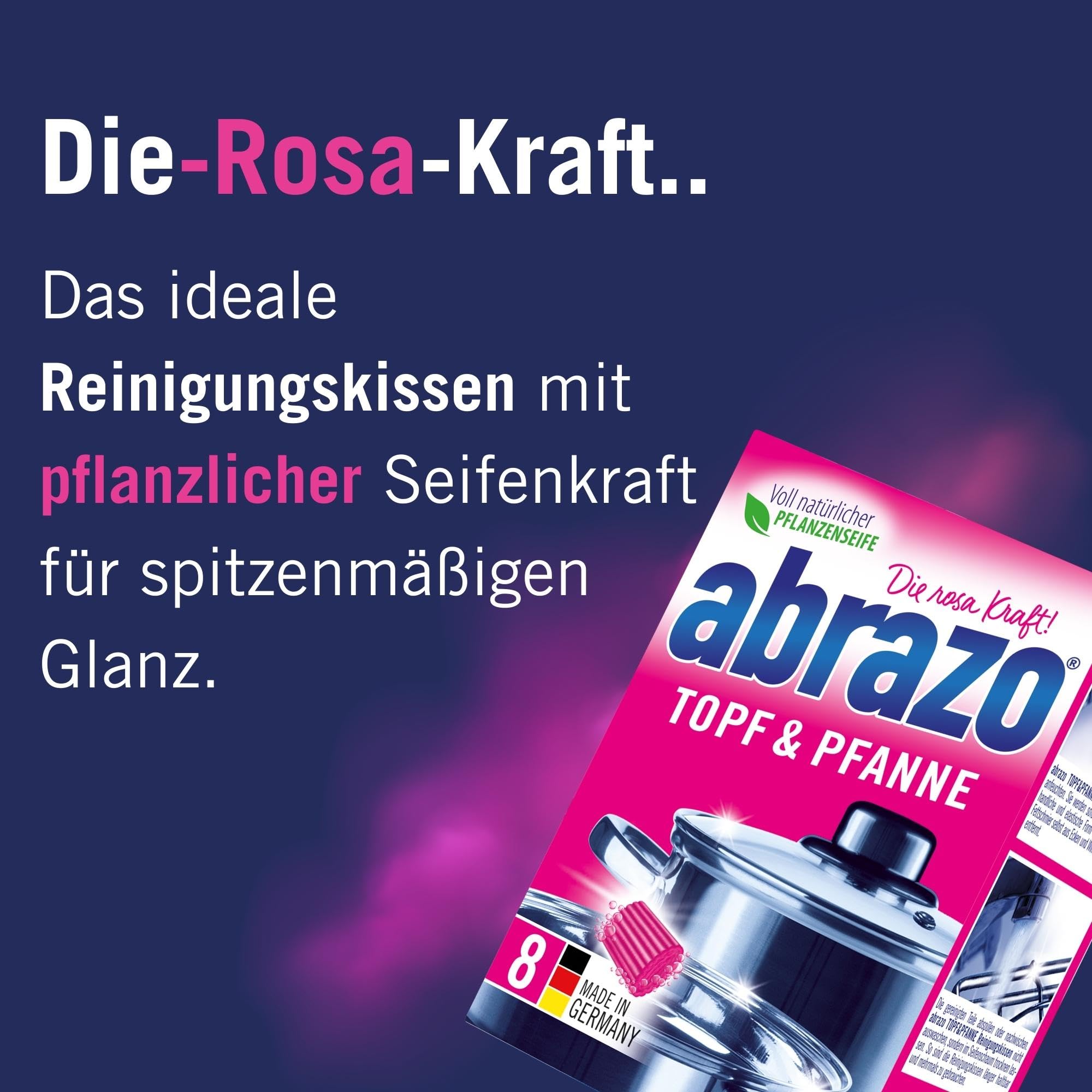 abrazo Topf & Pfanne | 8 Reinigungskissen für Töpfe, Grill & Backofen, Spülschwamm mit veganer Pflanzenseife, Küchenschwamm, Reinigungsschwamm 5