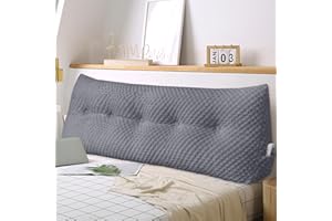 WUIOYNF Large Triangular Headboard Wedge Pillow Soft and Supportive Headboard Backrest Positioning Support Bolster Cushion, Bed Wedge Pillow with Removable Cover(Dark Gray,Queen,59x8x20inch)