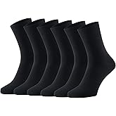WiWi Men's Crew Socks Viscose Bamboo Moisture Wicking Dress Socks Solid Soft Breathable Casual Sock 6 Pairs