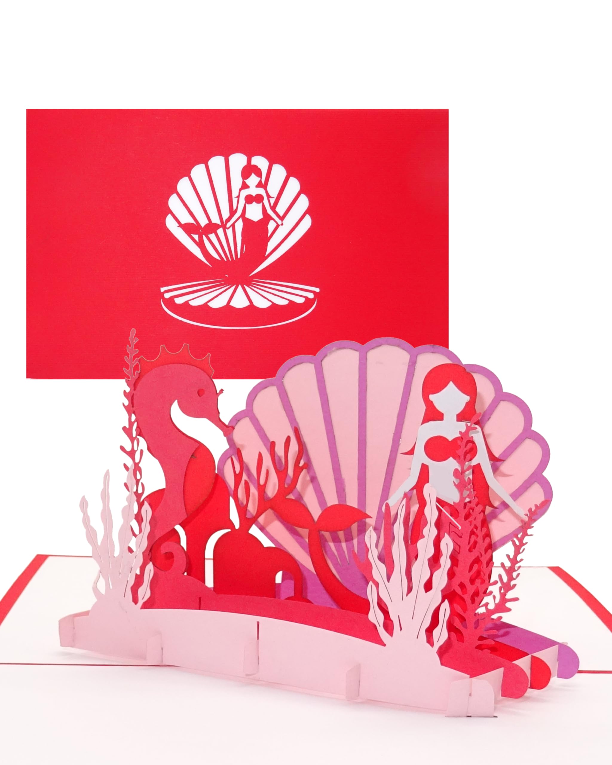 3D Pop -Card "Little Mermaid" – Birthday Card with Mermaid and Seahorse – Invitation Card and Gift Voucher for Children's Birthday Parties