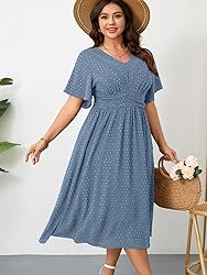 RWJ Women's Plus Size Maxi Dress V Neck Short