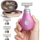 Trimcoo Mini Bikini Trimmer for Women - Intimate Pubic Hair Removal, Electric Body Groomer, Small Portable Wet/Dry Shaver, Magnetic Blade, USB-C Rechargeable with Travel Case, Easy to Clean (Pink)