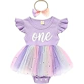 GRNSHTS Baby Girl 1st Birthday Outfits Ribbed Tulle Romper Princess Cake Smash Photo Shoot Clothes+Headband
