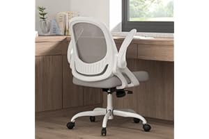 SILYBON Home Office Chair Work Desk Chair Comfort Ergonomic Swivel Computer Chair, Breathable Mesh Desk Chair, Lumbar Support Task Chair with Wheels and Flip-up Arms and Adjustable Height
