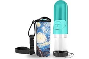 WISEDOG Dog Cat Travel Water Bottle: Portable Leak-Proof Dog Water Dispenser, Suitable for Kitty and Puppy Outdoor Walking, Hiking and Traveling (Green with Bottle Holder)