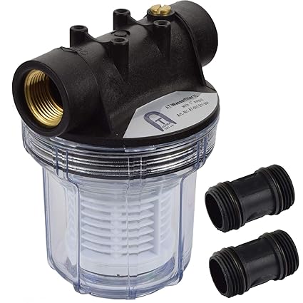 Agora-Tec AT-Wasserfilter 1L, mit Max. Betriebsdruck: 4 bar, Max. Durchflussmenge: 3000 l/h, Maschenweite Filtersieb: 0,2 mm,
