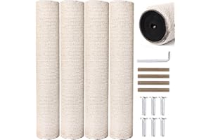 OSPNIEEK 4 Pack 15.7" M8 Cat Scratching Post Replacement, Natural Sisal Rope Kitten Tree Scratcher Refill with Screws, DIY He