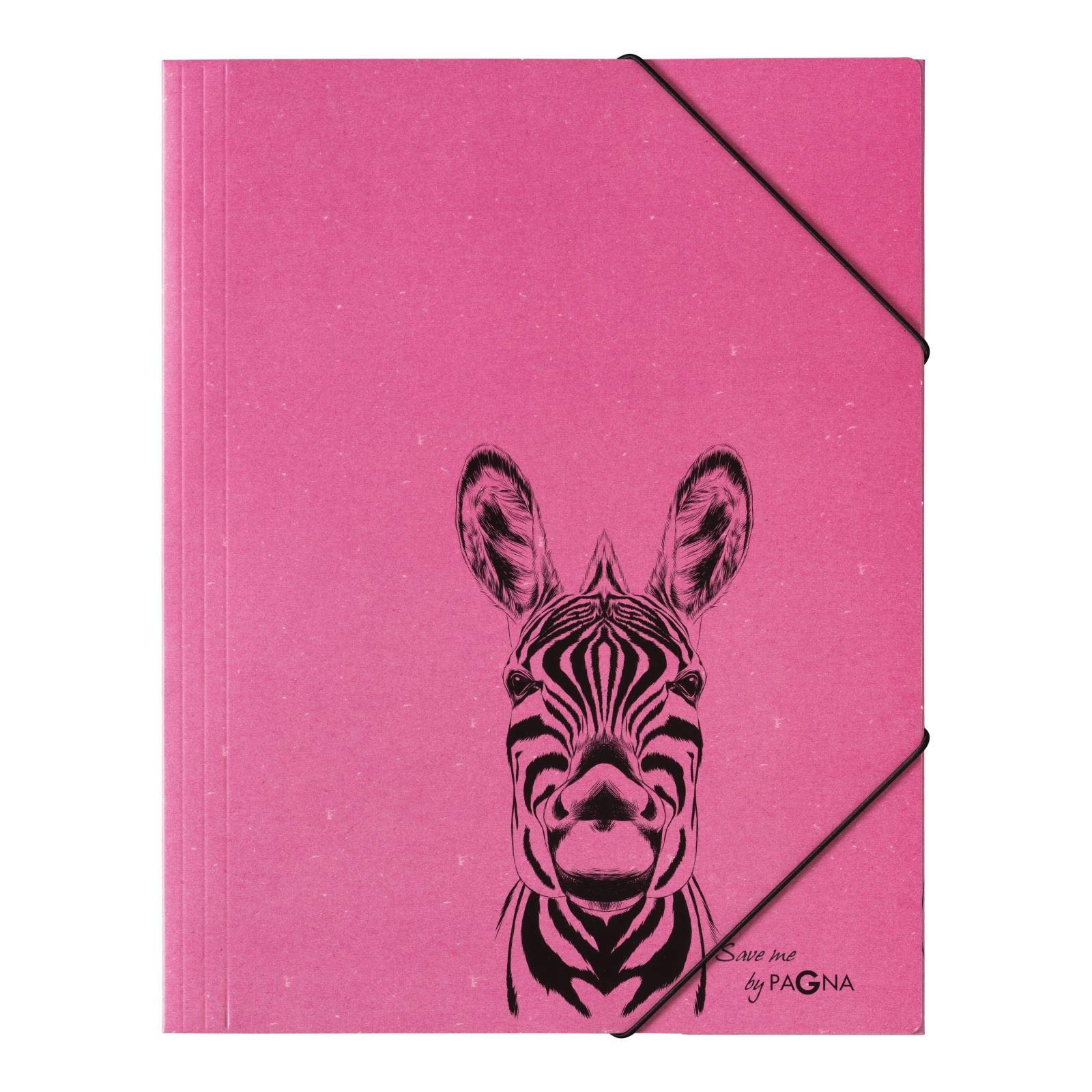 Pagna 21658-34 Elasticated Folder Zebra Cardboard 3 Folders DIN A4