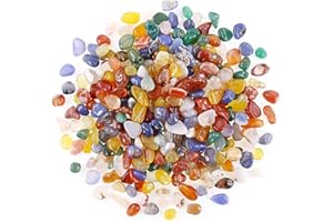SEEKUP Colorful Agate Stones 1 Lb (460 g) Decorative Rocks Irregular Gemstone Crystal Pebbles Crushed Quartz Pieces for Jewelry Making/Handwork Craft/Home Decoration