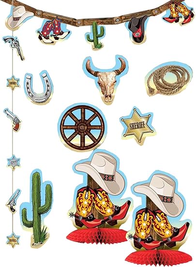 Cowboy Rodeo Wild Barn Dance Fancy Party Way Out West Decor Kit 10