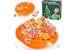 YUOIOYU Marble Balance Game - 50 Colorful Marbles with Built-in Storage, Fun Family Challenge for 1-4 Players, Educational Toy for Kids & Adults, Perfect for Parties, Travel & Birthday Gifts (Pumpkin Orange)